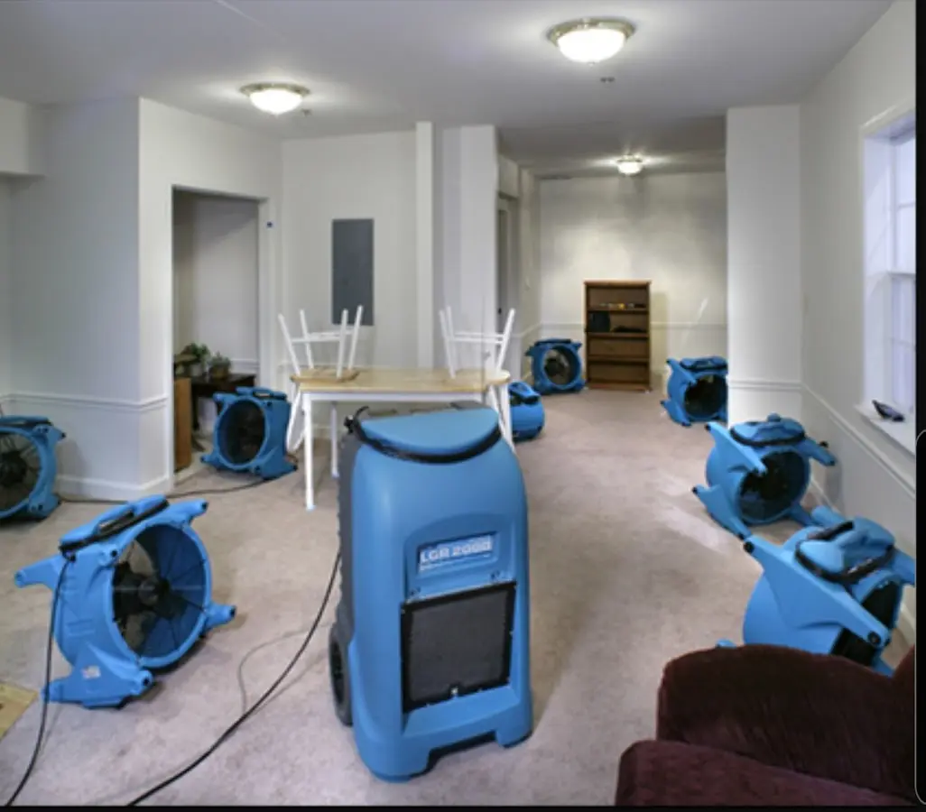 Air movers and dehumidifier setup for Water Extraction & Removal in Hanford