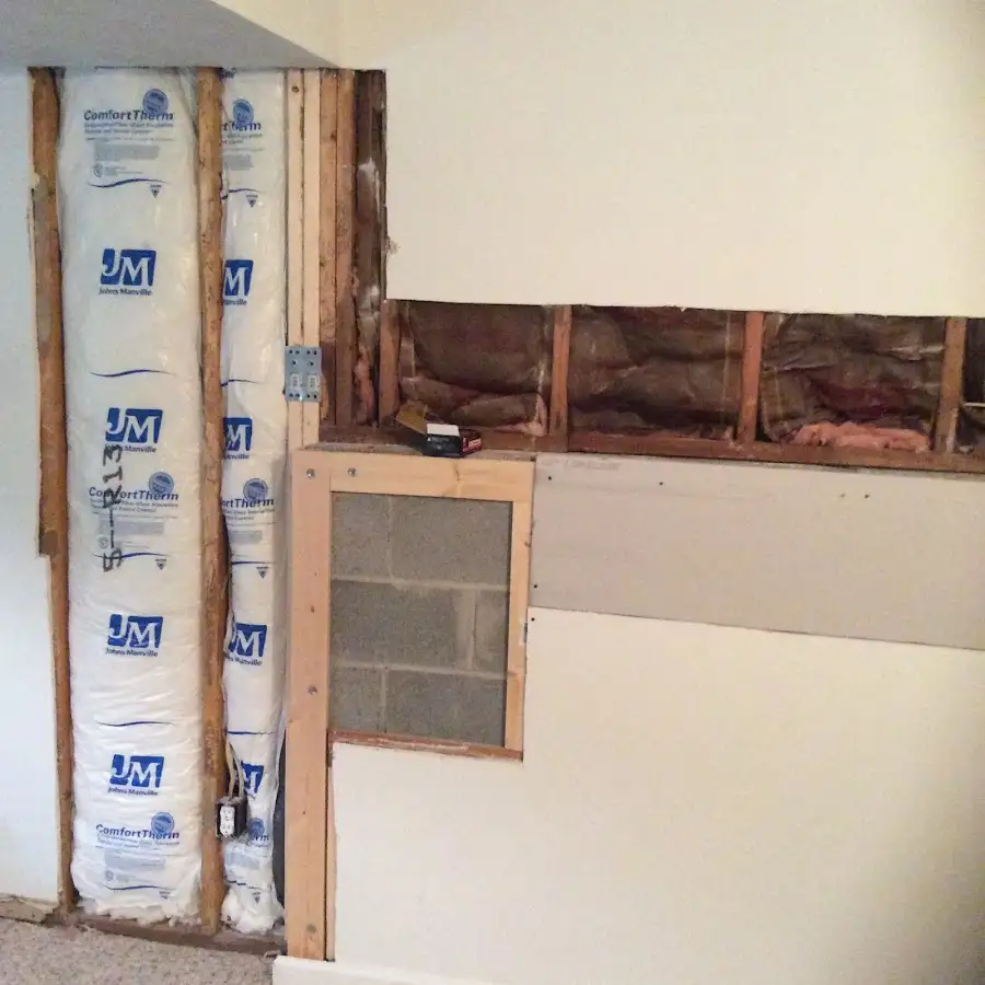 Wall insulation replacement during Basement Flood Cleanup in Hanford